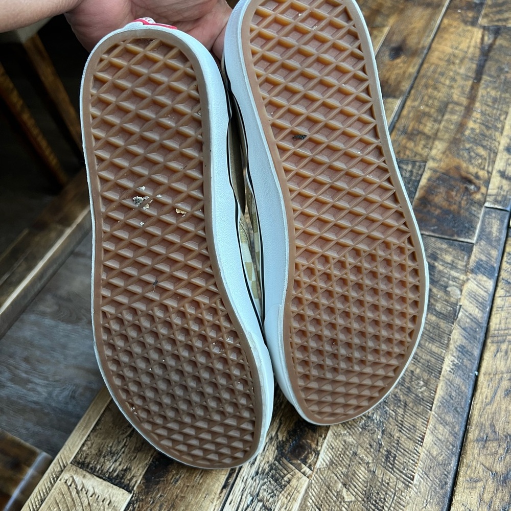 Vans Tan Checkerboard Slip-On Sneakers - Picture 5 of 5